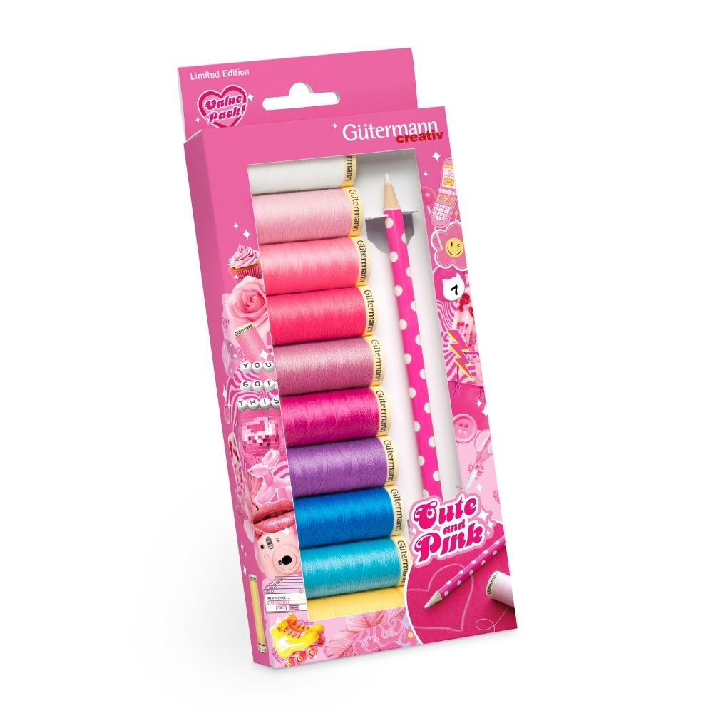 Gütermann Nähfaden-Set Cute and Pink mit Markierstift
