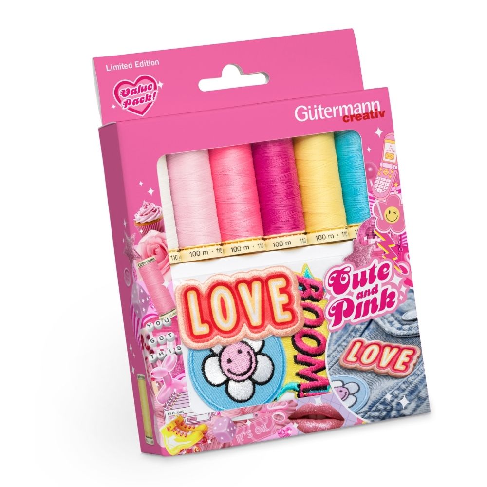Gütermann Nähfaden-Set Cute and Pink mit Applikationen