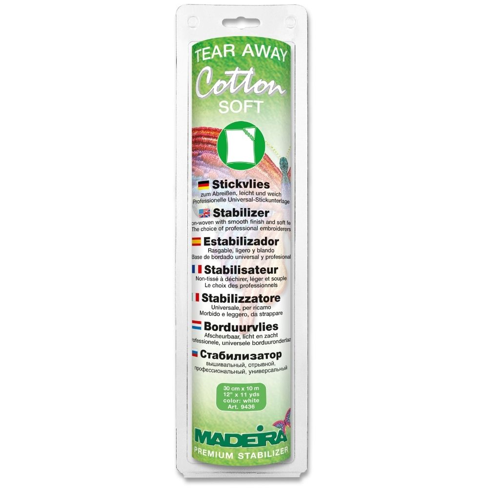 Madeira Cotton Soft weiß abreißbares Stickvlies, 30 cm x 10 m