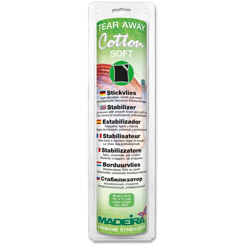 Madeira Cotton Soft schwarz abreißbares Stickvlies, 30 cm x 10 m